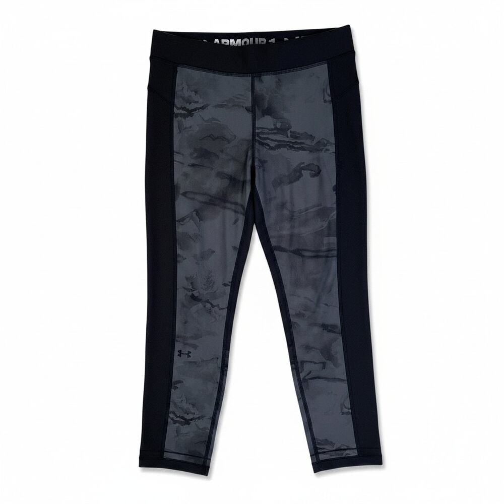Under Armour Womens Tide Chaser Cropped Leggings Gray Black Activewear Athletic